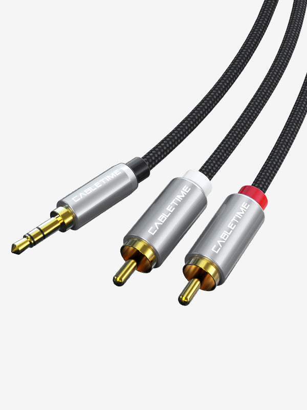 CABLETIME 3.5 MM Audio Jack to 2 RCA Audio Cable