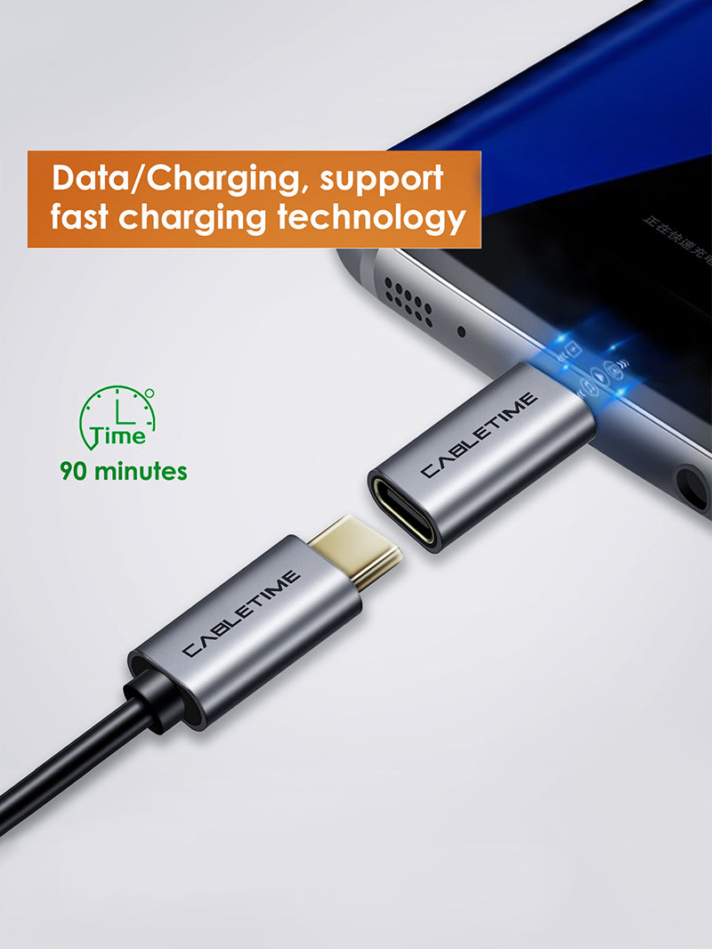 Fast Charging CABLETIME USB 2.0 Micro B to USB Type C Adapter Converter M/F