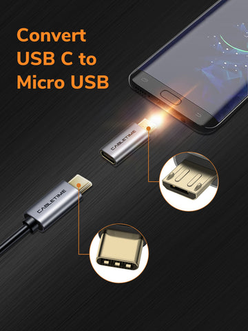 CABLETIME USB 2.0 Micro B to USB Type C Adapter Converter M/F