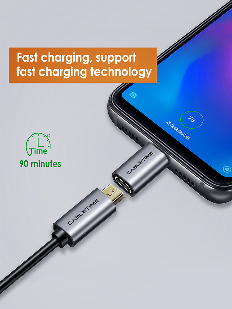 Fast Charging CABLETIME USB C Male to Micro B Female Adapter