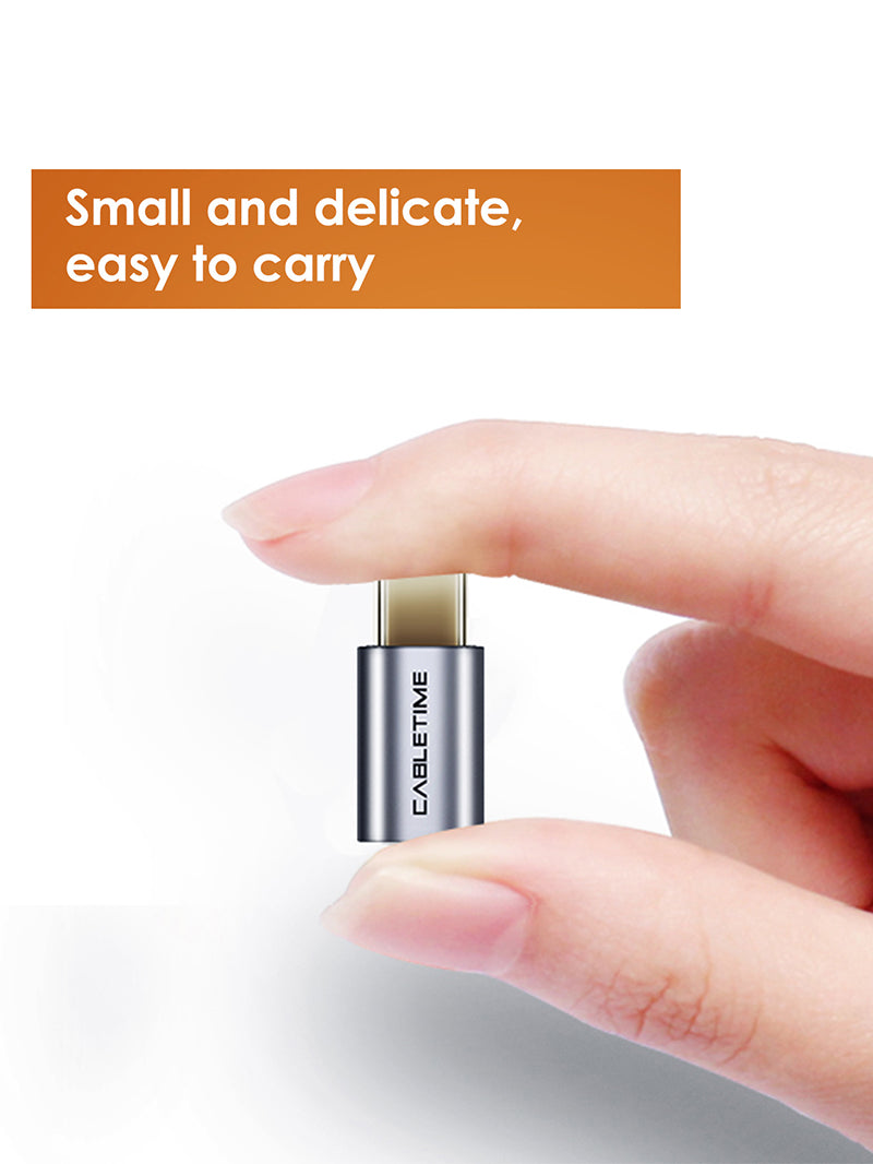 Small and delicate CABLETIME USB C Male to Micro B Female Adapter