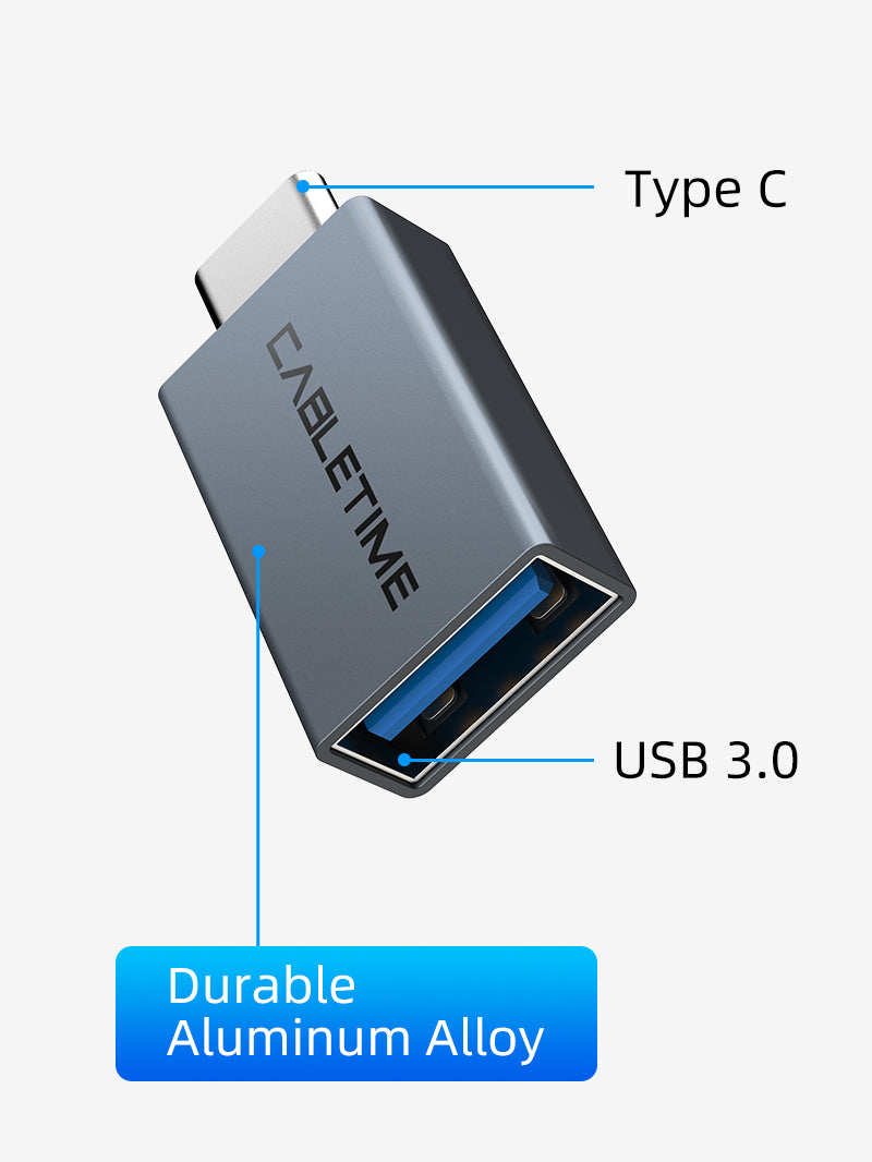 Adaptador USB C Macho a USB 3.0 Hembra Tipo C Cable OTG - Cabletime –  CABLETIME