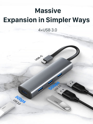 Tragbarer, schlanker 4-in-1-USB-3.0-Typ-C-Multiport-Adapter