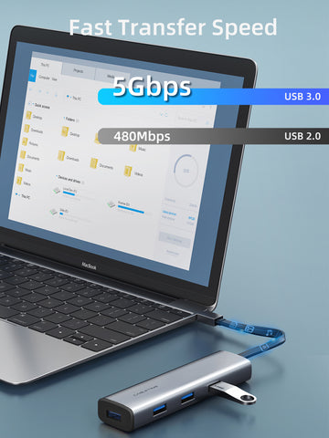 Adaptateur multiport portable mince 4 en 1 USB 3.0 Type C