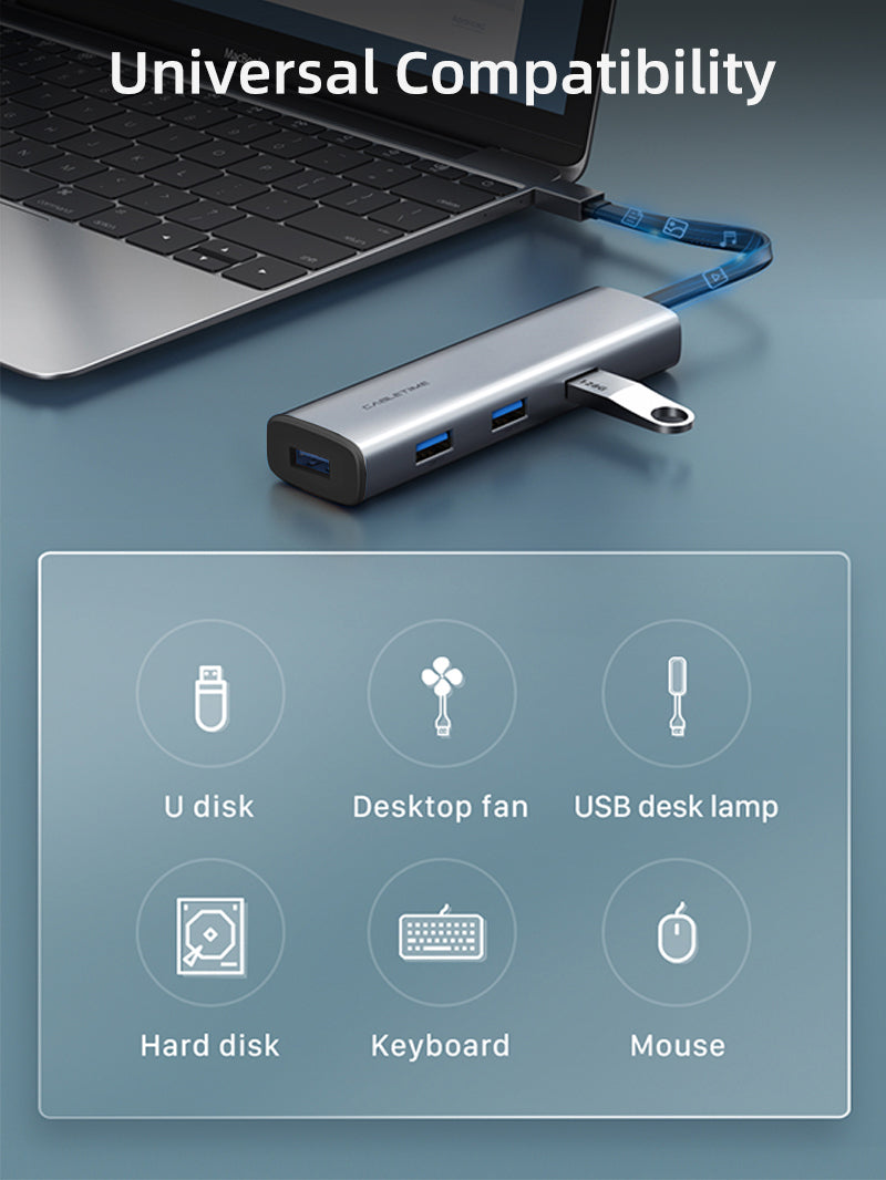 Portable Slim 4 In 1 USB 3.0 Type C Multiport Adapter 