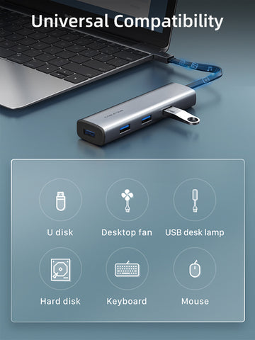 Adaptador portátil fino 4 em 1 USB 3.0 tipo C multiportas