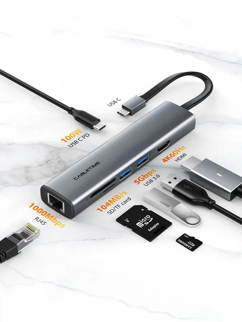 Slim 7-in-1 USB C Hub for Macbook Pro 