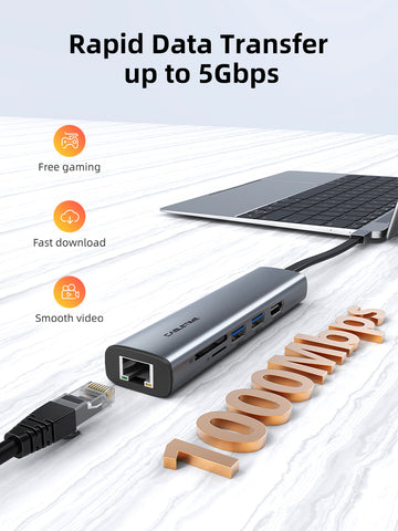 موزع USB C نحيف 7 في 1 لجهاز Macbook Pro