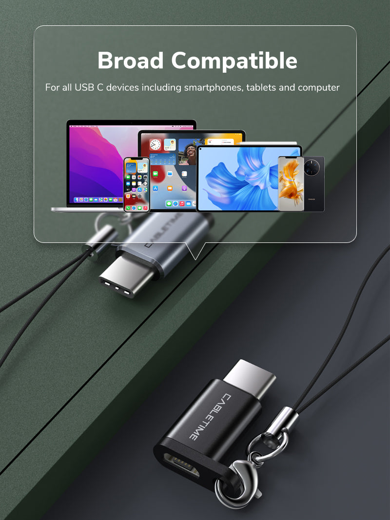 CABLETIME USB-C to Micro USB 2.0 Adapter OTG for smartphone, tablets and computer