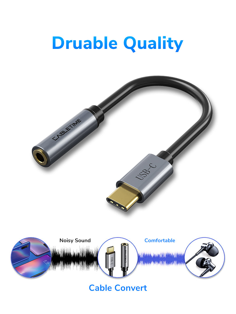 USB Type C to 3.5 mm Audio Aux Jack Adapter - CABLETIME